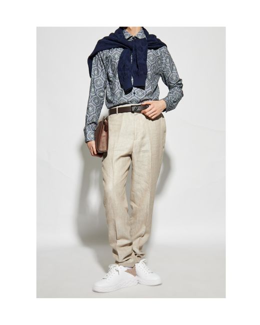 Etro Blue Patterned Long-Sleeved Shirt for men
