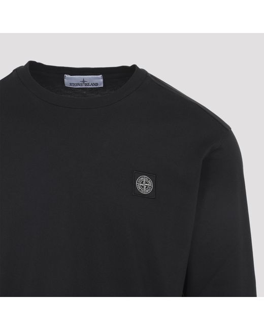 Stone Island Blue Logo Detailed Crewneck T-Shirt for men