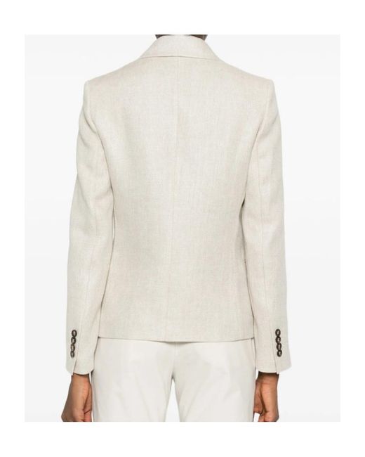 Brunello Cucinelli White Collared Button-Up Jacket
