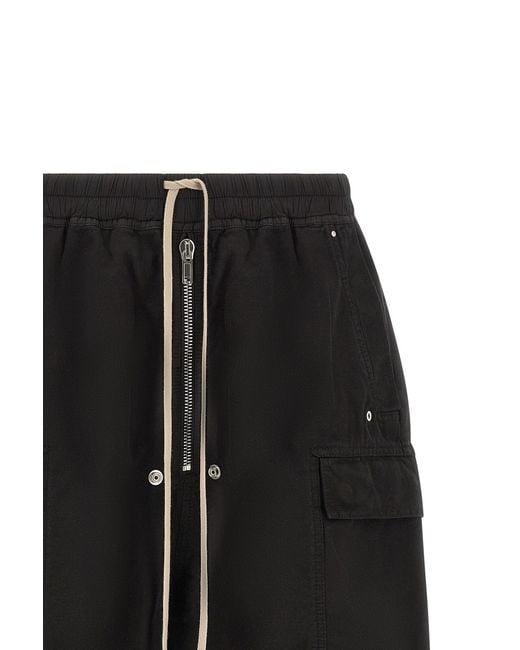Rick Owens Black Cargobela Drawstring Bermuda Shorts for men