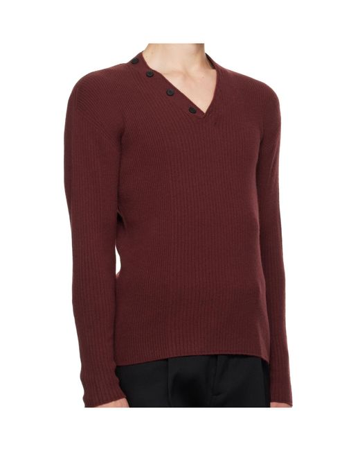 Lanvin Red V-Neck Sweater for men