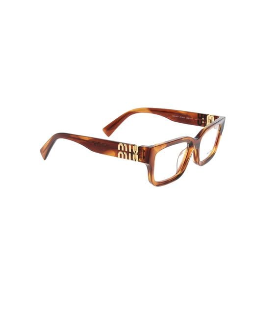 Miu Miu White Eyewear Rectangular Frame Glasses
