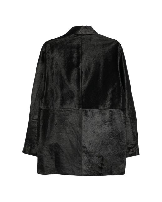 Alysi Black Straight-Cut Casual Jacket