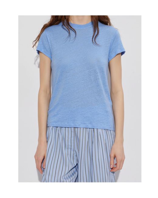 IRO Blue Third Short-Sleeve Linen T-Shirt