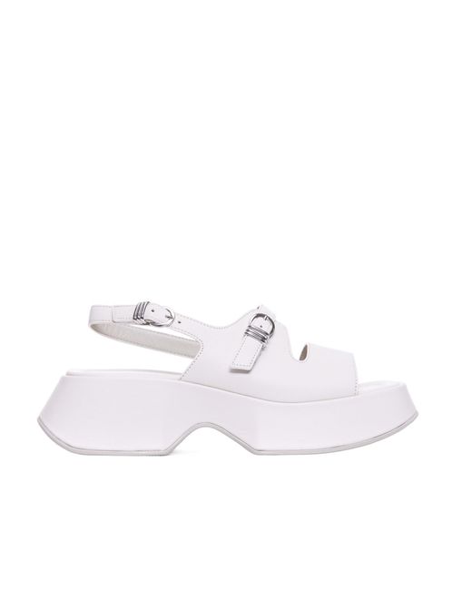 Vic Matié White Buckled Platform Heeled Sandals