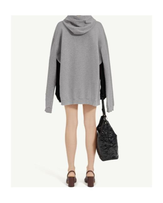 MM6 by Maison Margiela Gray Tie Detailed Hooded Mini Dress