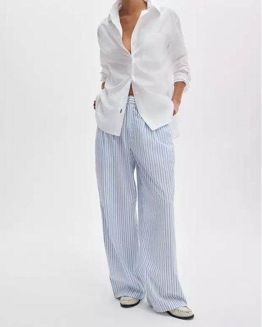 Rag & Bone Blue Striped-Pleated Trousers