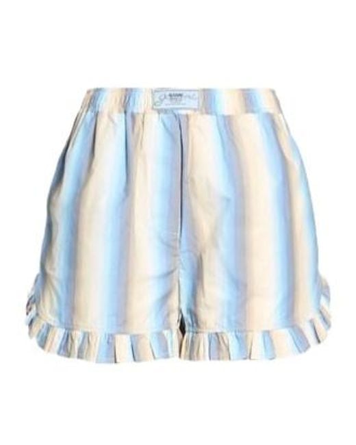 Ganni Blue Vertical Stripe Casual Shorts