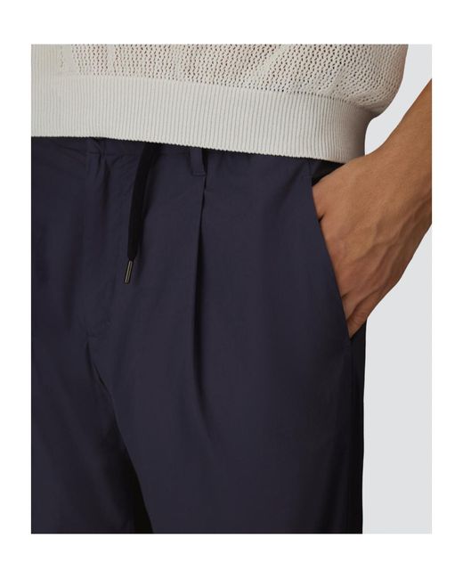 Herno Blue Drawstring-Waist Tapered Trousers for men