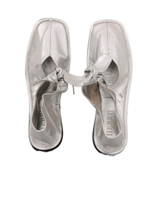 Hereu White Llasada Metallic Ballerina Shoes