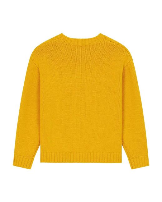 KENZO Yellow Logo Intarsia Crewneck Jumper