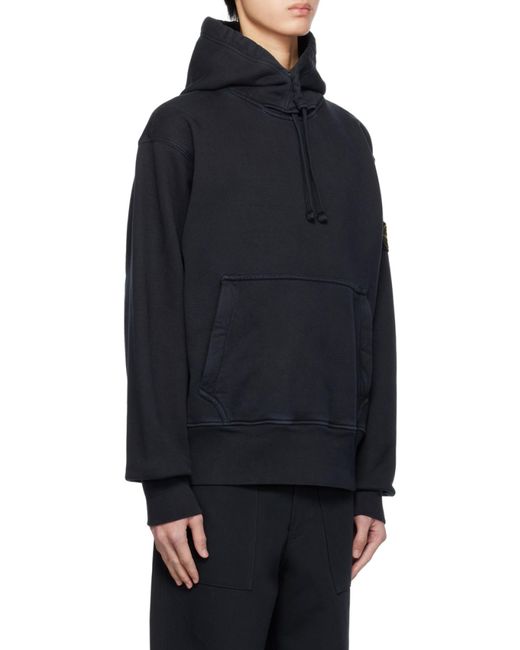 Stone Island Blue Compass Patch Drawstring Hoodie for men