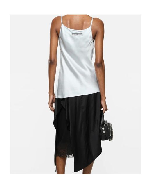 Acne Blue Shiny Satin Tank Top