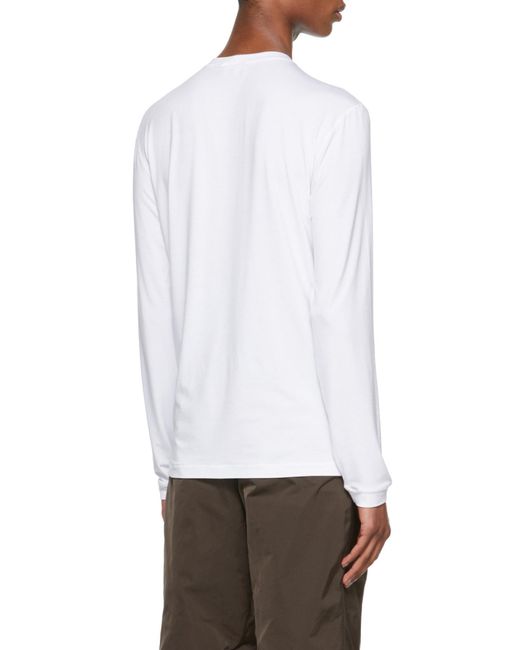 Giorgio Armani White Crewneck Long-Sleeved T-Shirt for men