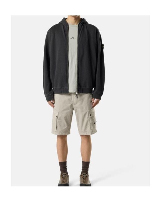 Stone Island Black Logo Patch Zipped Hoodie for men