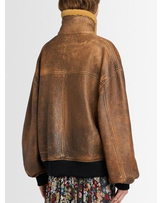 Khaite Brown Sandor Leather Bomber Jacket