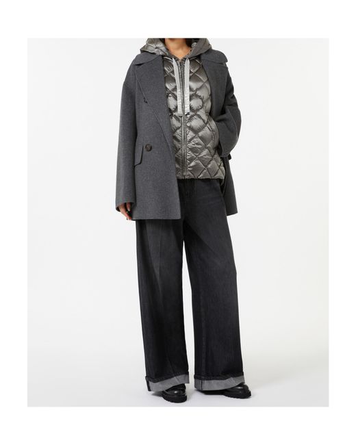 Max Mara Gray Quilted Hooded Gilet