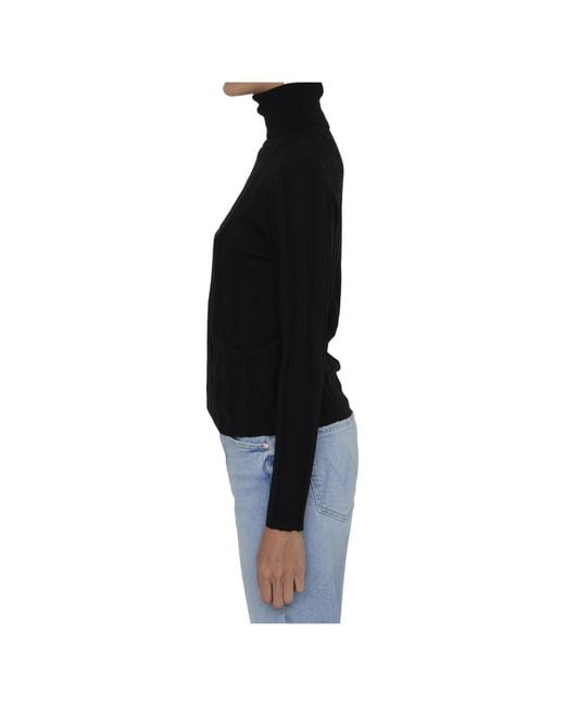 Allude Black Ribbed Turtleneck Knitwear