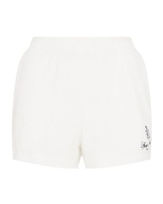 Sporty & Rich White Vendome Cotton Terry Shorts