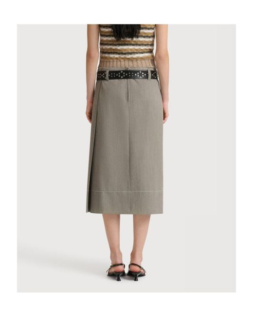 Marni Gray Wool Midi Skirt With Pocket