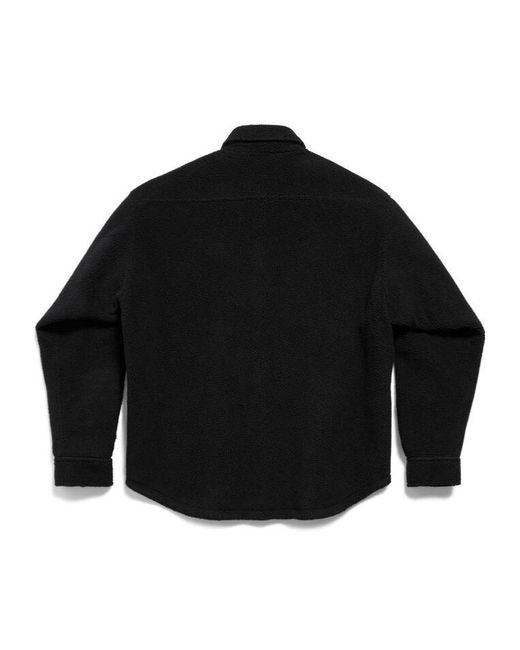 Balenciaga Black Logo Patch Padded Oversized Shirt for men
