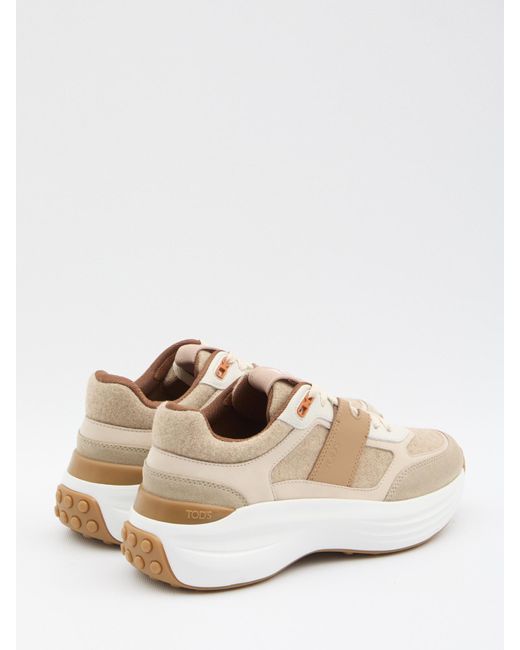 Tod's White Round-Toe Lace-Up Sneakers