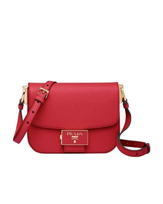 Prada Logo Shoulder Bag in Red | Lyst