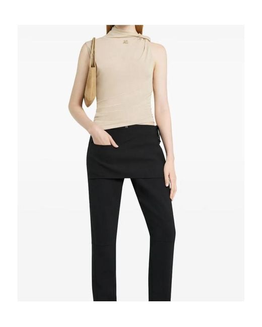 Courreges Natural Courrèges Draped Asymmetric Jersey Top