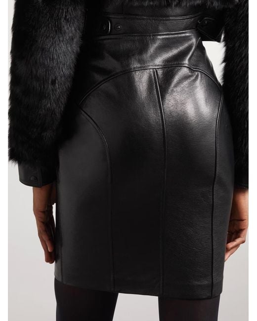 Tom Ford Black Panelled Leather Mini Skirt