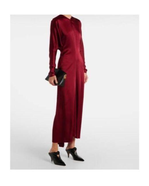 Victoria Beckham Red Draped Crêpe Satin Midi Dress