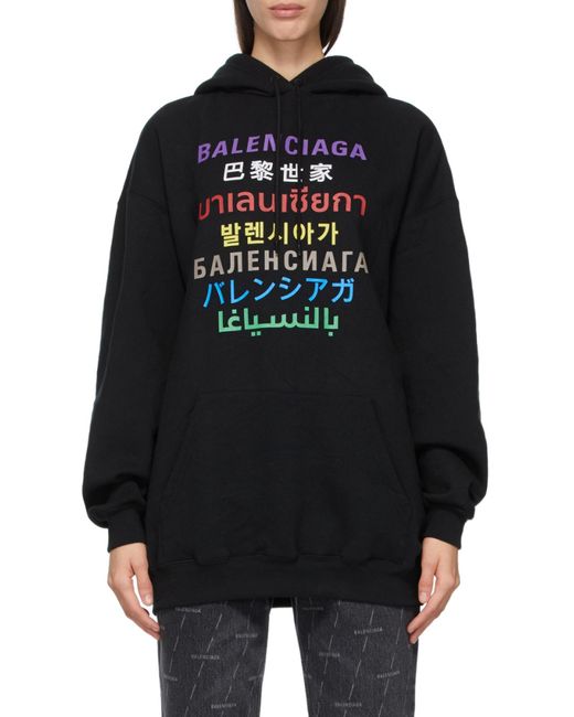 Balenciaga Black Logo-Print Hoodie