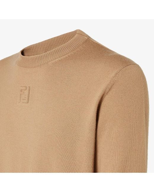 Fendi Brown Crewneck Long-Sleeve Knitted Jumper for men