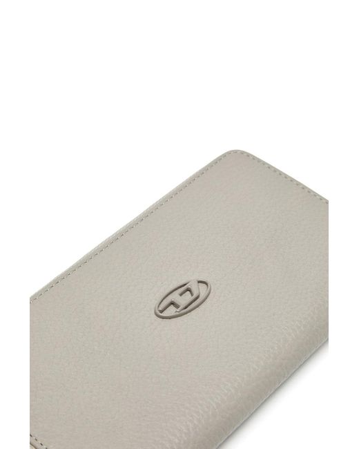 DIESEL Gray Continental-Zip-L Logo Plaque Wallet for men