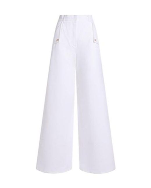 Max Mara White Wide-Leg Trousers
