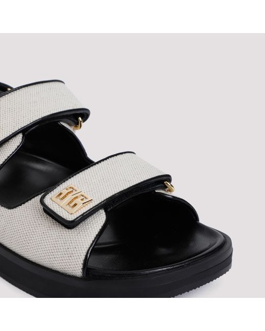 Givenchy White 4G Plaque Strap Flat Sandals