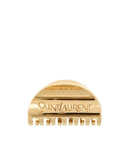 Saint Laurent Metallic Logo-Engraved Brass Hair Clip