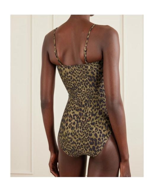 Nili Lotan Brown Embellished Leopard-Print Swimsuit