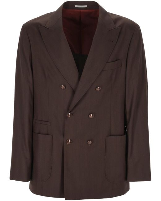 Brunello Cucinelli Brown Virgin-Wool Blazer for men