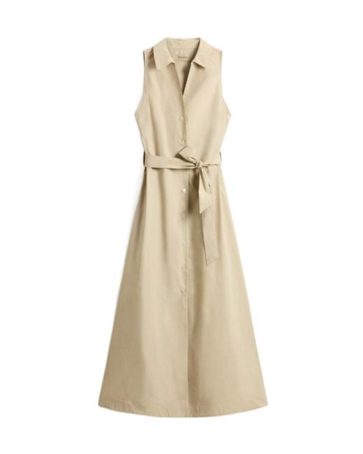 Woolrich Natural Sleeveless Poplin Shirt Dress