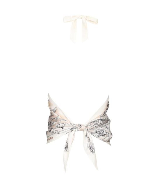 Ferragamo White Voyage Print Foulard Top