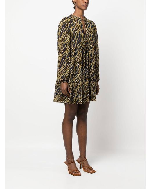 Michael Kors Black Michael V-Neck Long-Sleeved Mini Dress