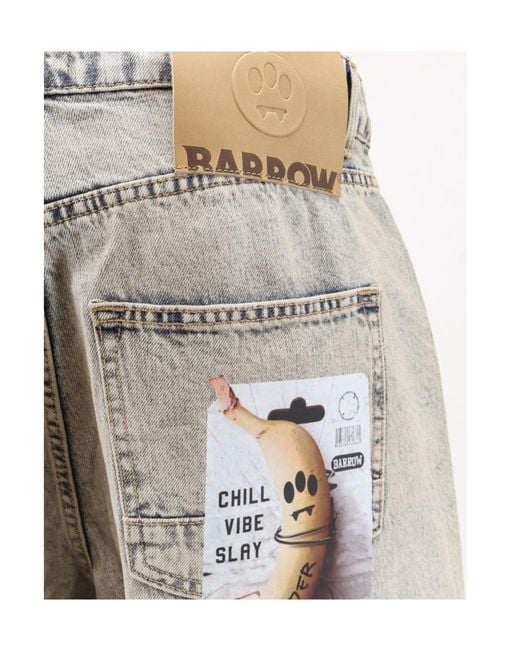 Barrow Gray Graphic Wide-Leg Jeans for men