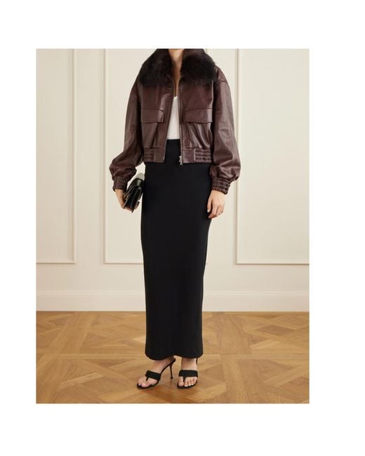 Nour Hammour Brown Long-Sleeved Leather Jacket