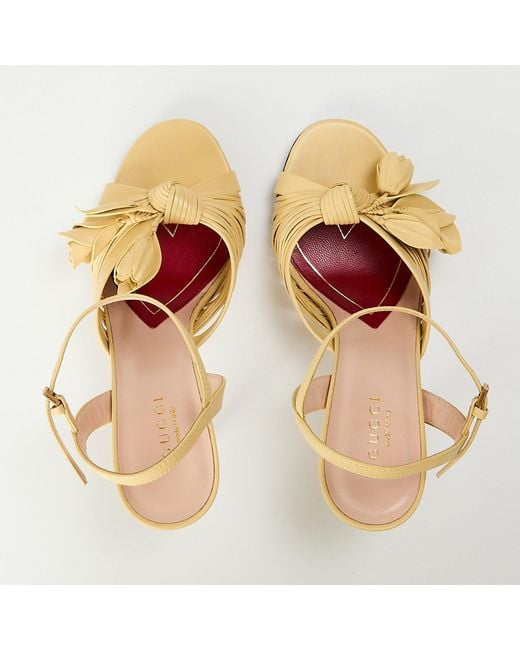 Gucci Metallic Solid Color Heeled Sandals
