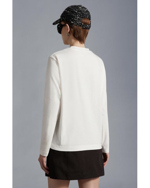 Moncler White Logo Long Sleeve T-Shirt