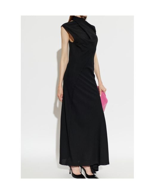 The Attico Black The Draped Scarf-Back Dress