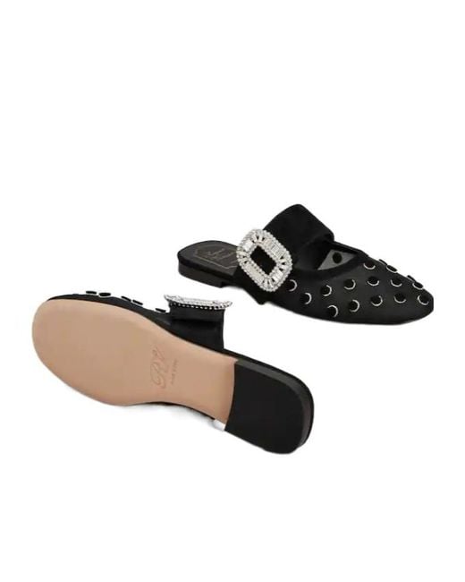 Roger Vivier Black Belle Vivier Polka Dot Mules