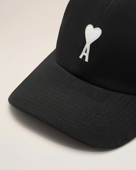 AMI Black Logo Patch Curved Peak Cap for men