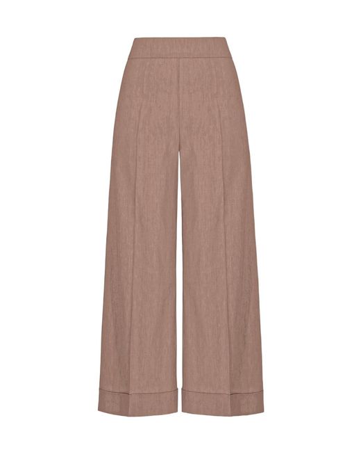 D.exterior Brown Pressed-Crease Turn-Up Cuff Trousers