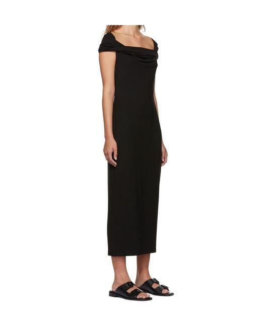 Reformation Black Jamen Off-Shoulder Knitted Midi Dress